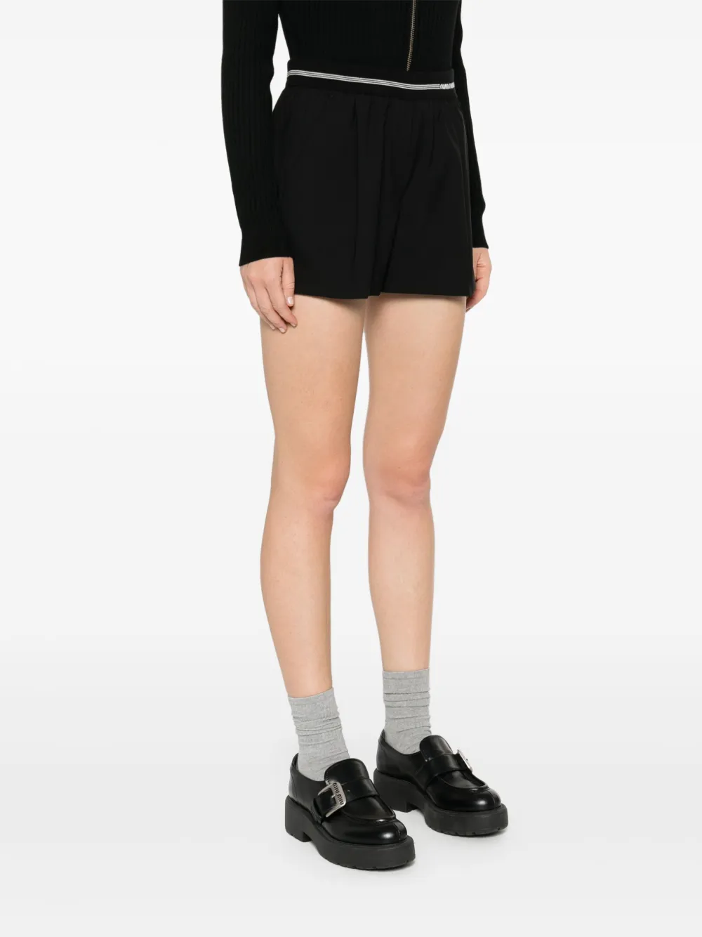 Miu Mini-shorts van scheerwol Zwart