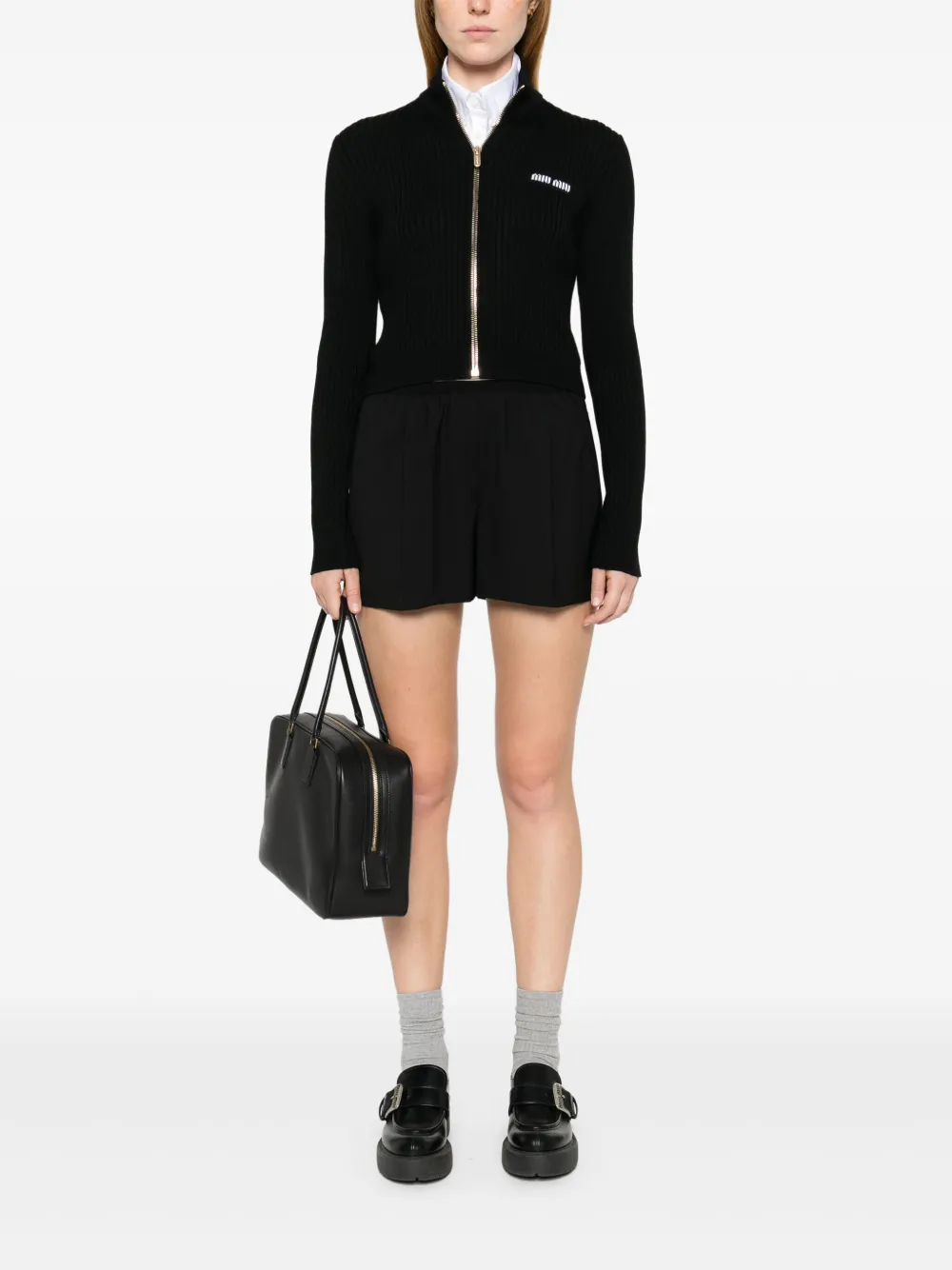 Miu Miu Mini-shorts van scheerwol - F0002 NERO