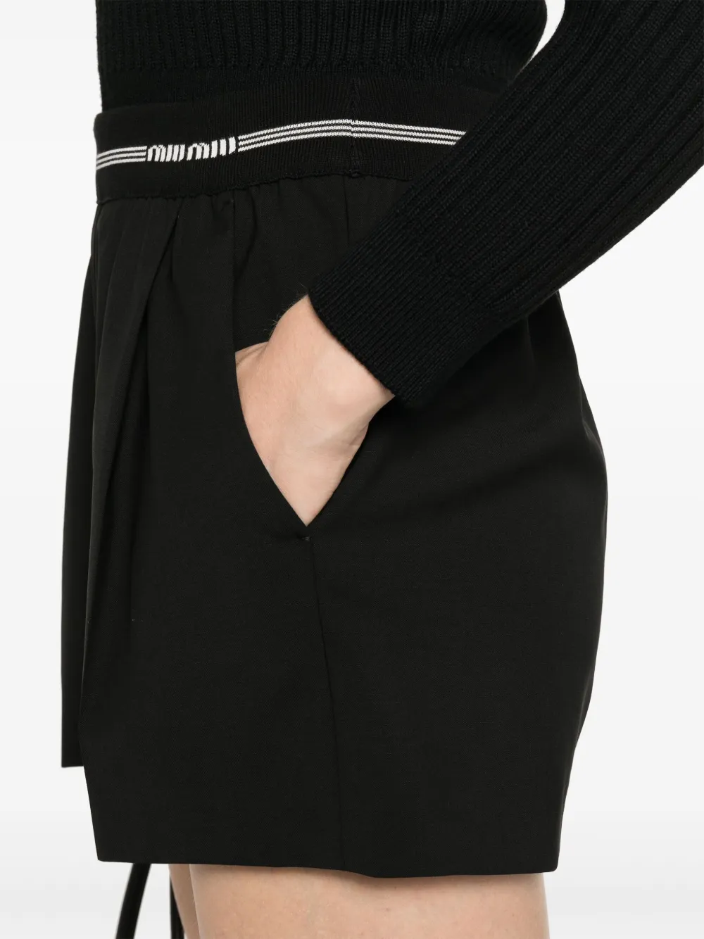 Miu Mini-shorts van scheerwol Zwart