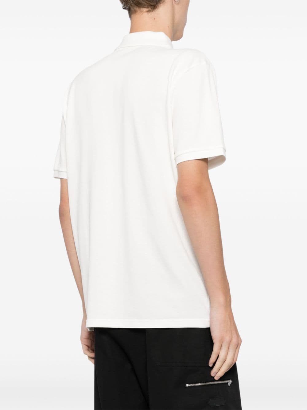 Shop Moncler Logo Patch Polo Shirt In White