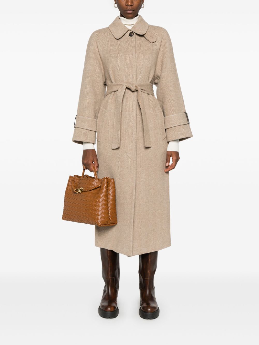 Brunello Cucinelli herringbone coat - Bruin