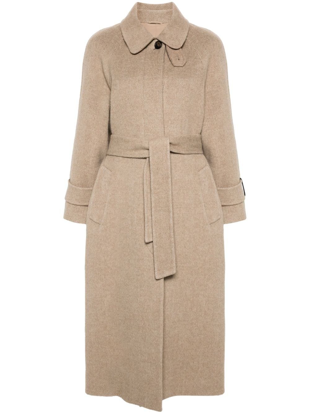 Shop Brunello Cucinelli Herringbone Coat In Brown