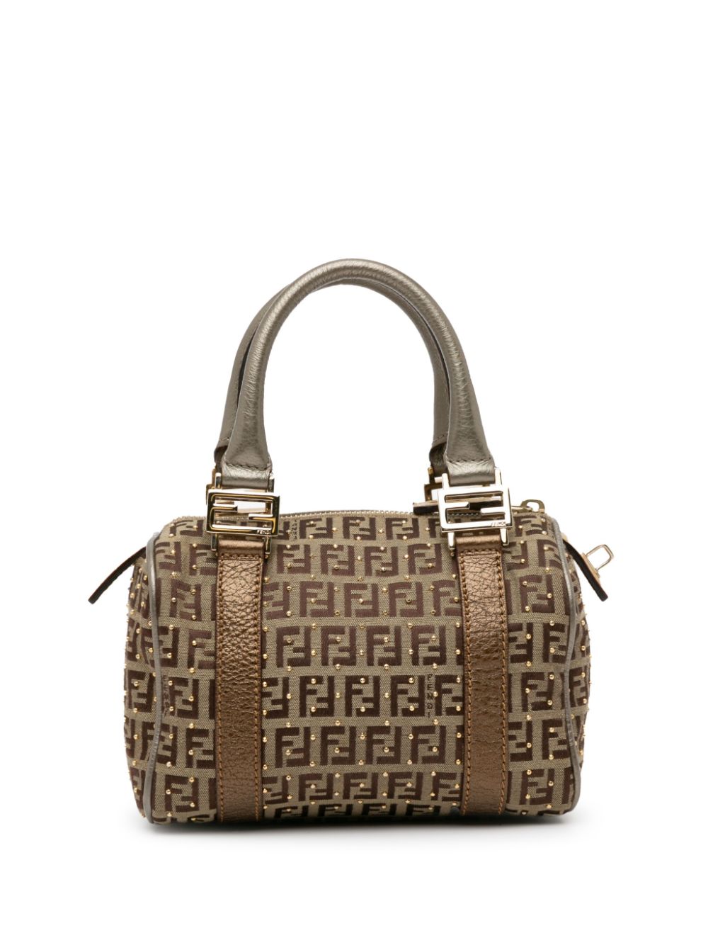 Fendi Pre-Owned 2000-2010 Studded Zucchino boston bag - Bruin