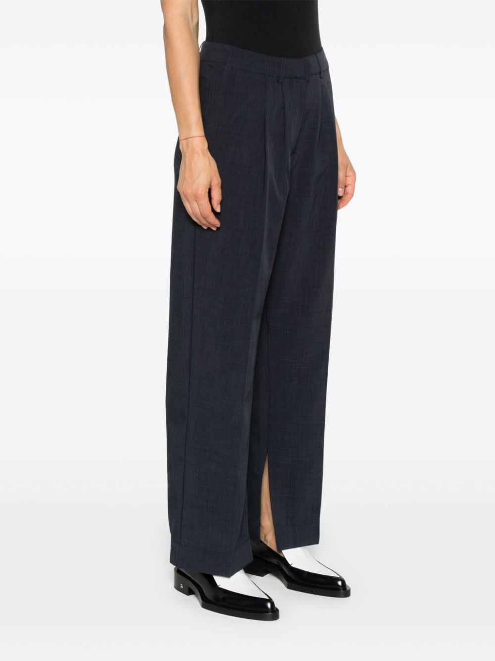 Shop Herskind Rupert Slit Tailored Trousers In Blue