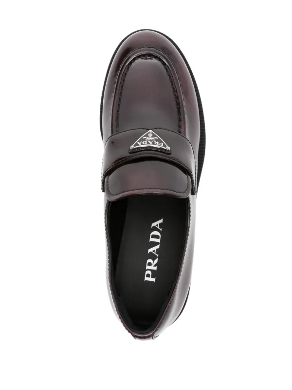 Prada Black Leather Penny Loafers with Red Logo Insole $850 Prada Black Leather Logo Buckle Linea Rossa Loafer UK 9  main image 3