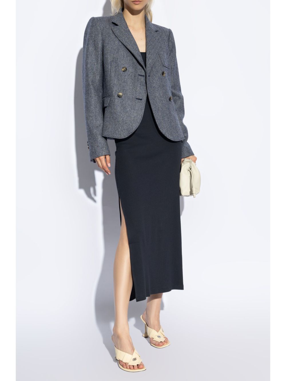 Shop Loewe Tailored Wool Jacket In Blue