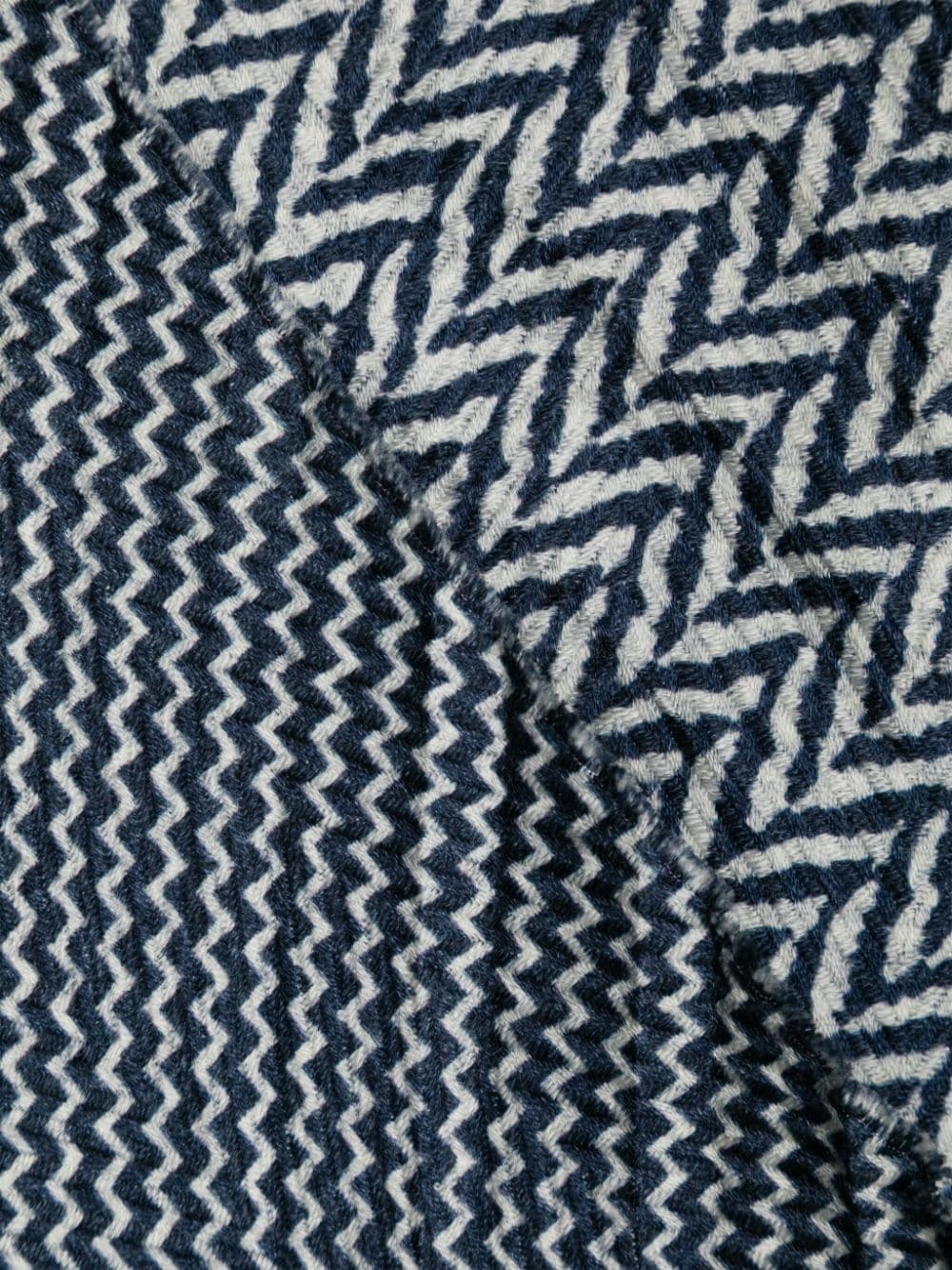 Shop Giorgio Armani Herringbone-pattern Scarf In Blue