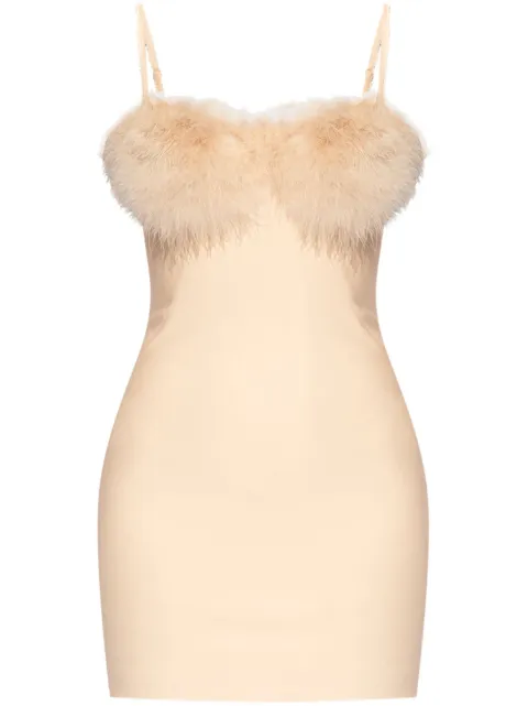Blumarine faux-fur detail mini dress