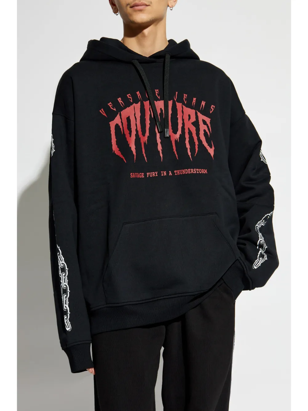 Versace Jeans Couture Hoodie met logoprint Zwart