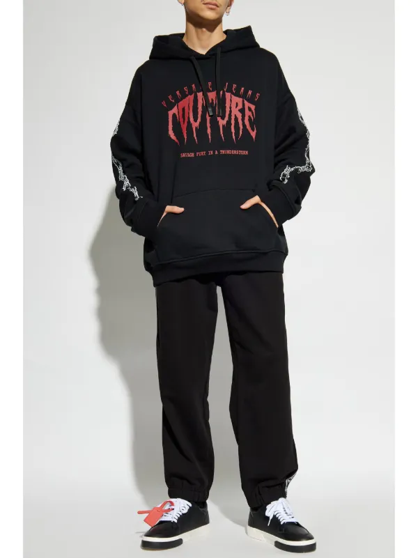 Versace Jeans Couture Felpa Con Cappuccio Nero FARFETCH IT