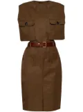 Saint Laurent belted cotton midi dress - Brown