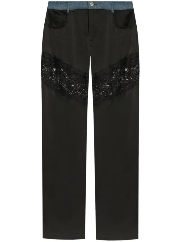 【Blumarine】ストレートパンツ Blumarine パネル ストレートパンツ | ブラック | FARFETCH JP