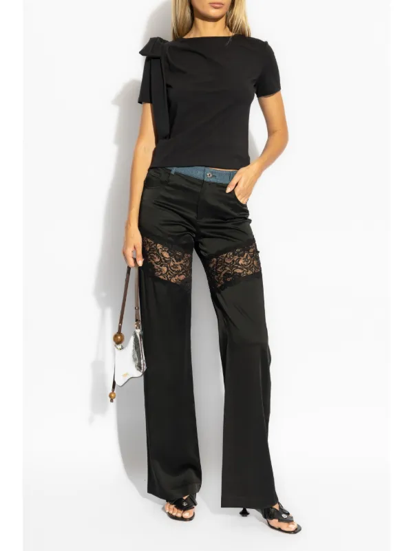 【Blumarine】ストレートパンツ Blumarine パネル ストレートパンツ | ブラック | FARFETCH JP