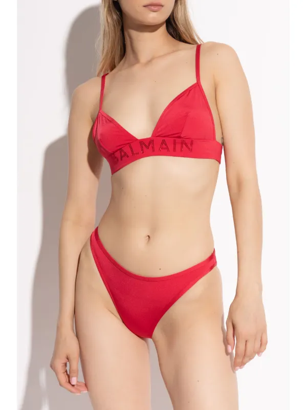 Balmain rhinestone-embellished Bikini | Red | FARFETCH
