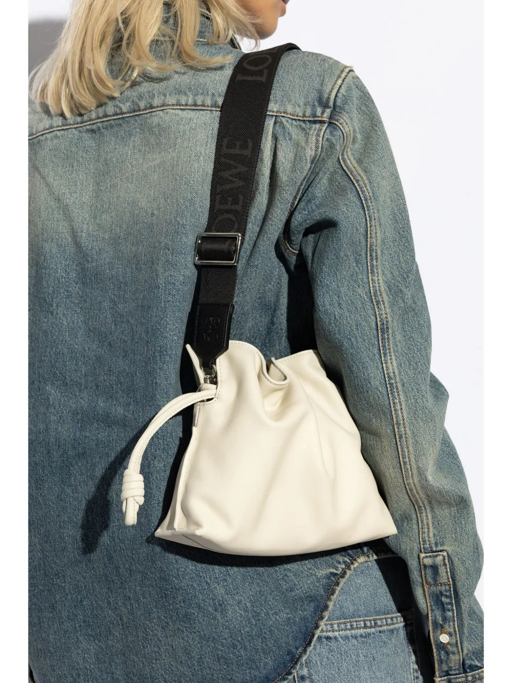 LOEWE logo-jacquard wool strap - Zwart