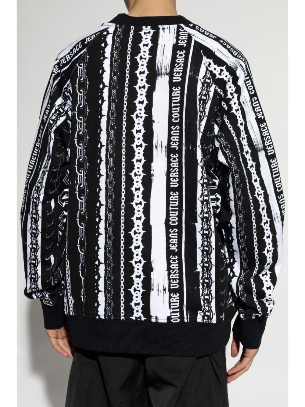 Shop Versace Jeans Couture Stripes Sweatshirt In Black