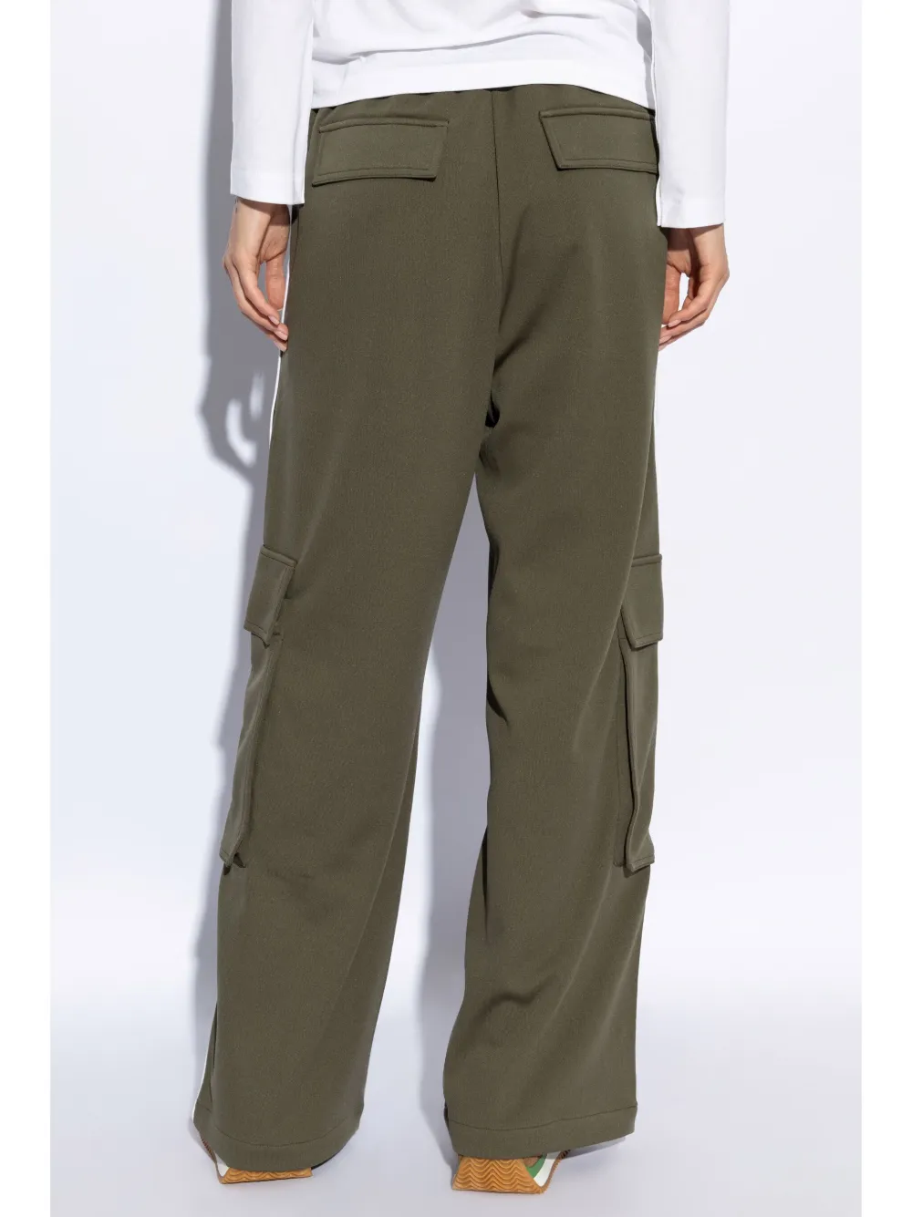 Loewe Logo Embroidered Straight Leg Pants In Green