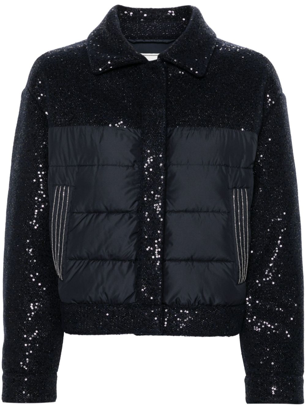 Peserico sequin-embellished down jacket - Blue