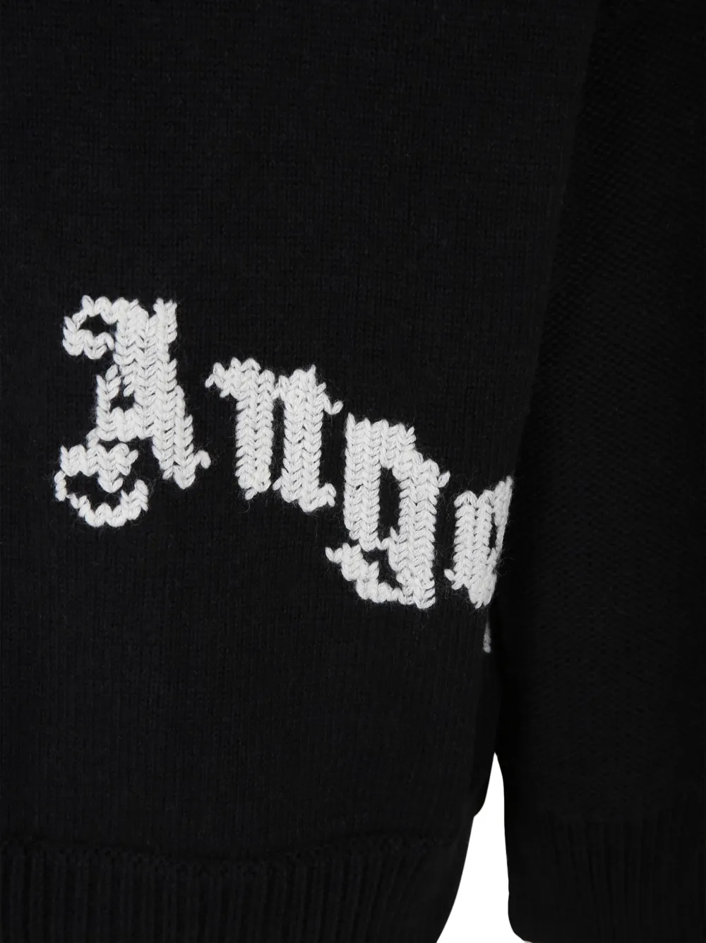 Palm Angels Kids Intarsia vest met logo Zwart