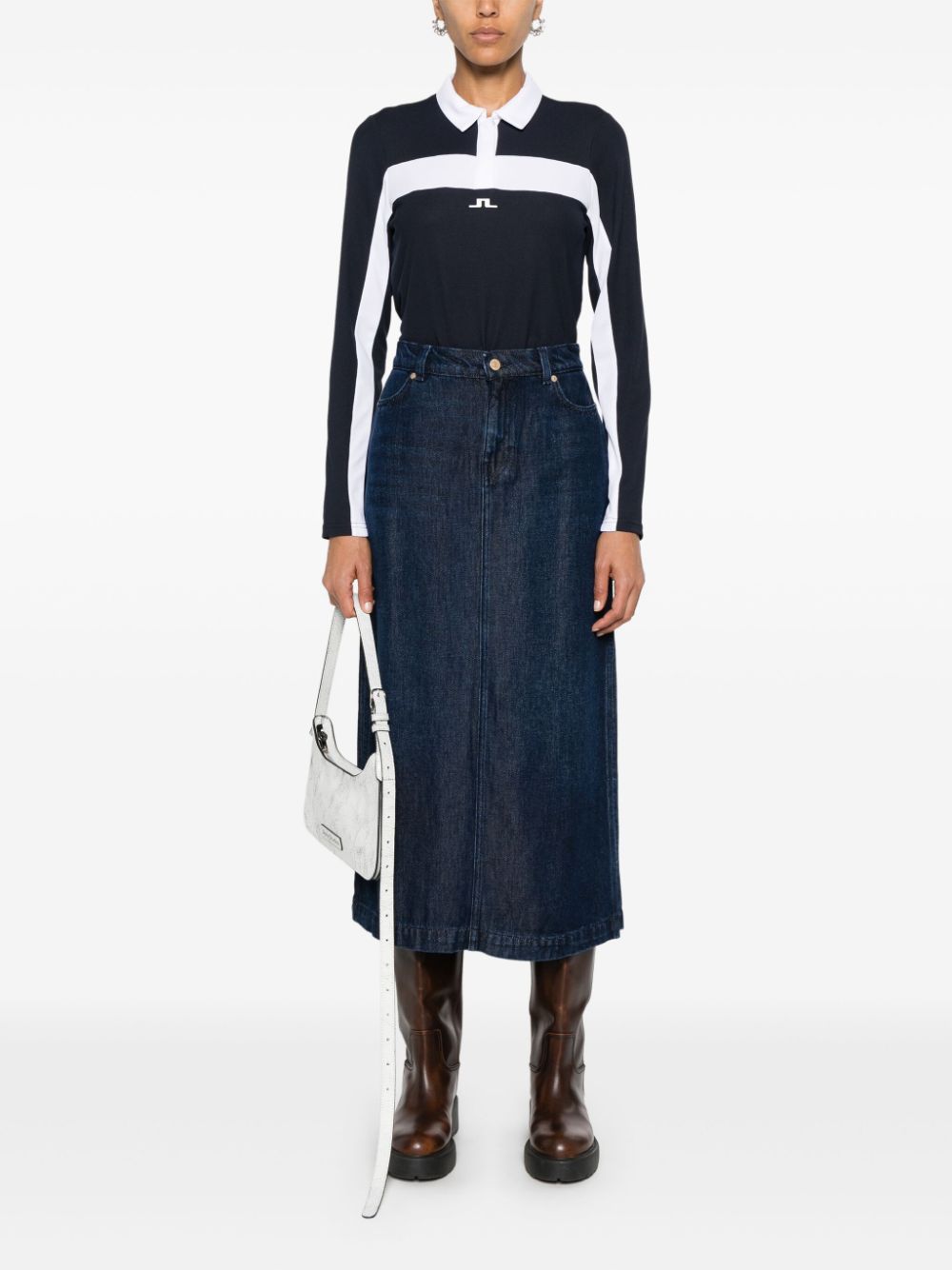 Shop 7 For All Mankind Stormy Midi Skirt In Blue