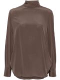 Brunello Cucinelli high-neck silk blouse - Brown