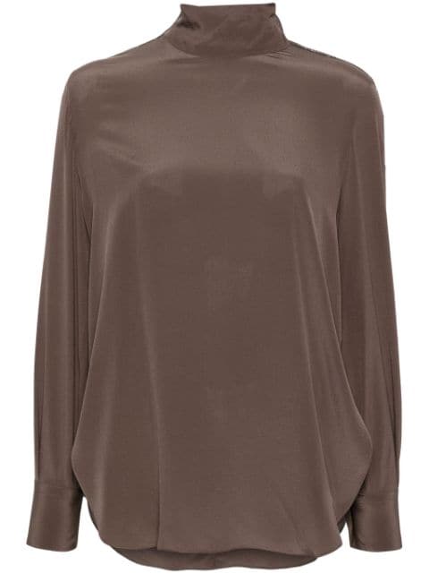 Brunello Cucinelli high-neck silk blouse