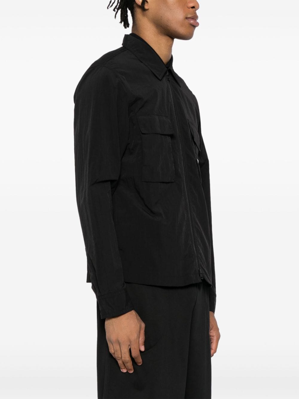 Shop Hugo Logo-appliqué Shirt Jacket In Black