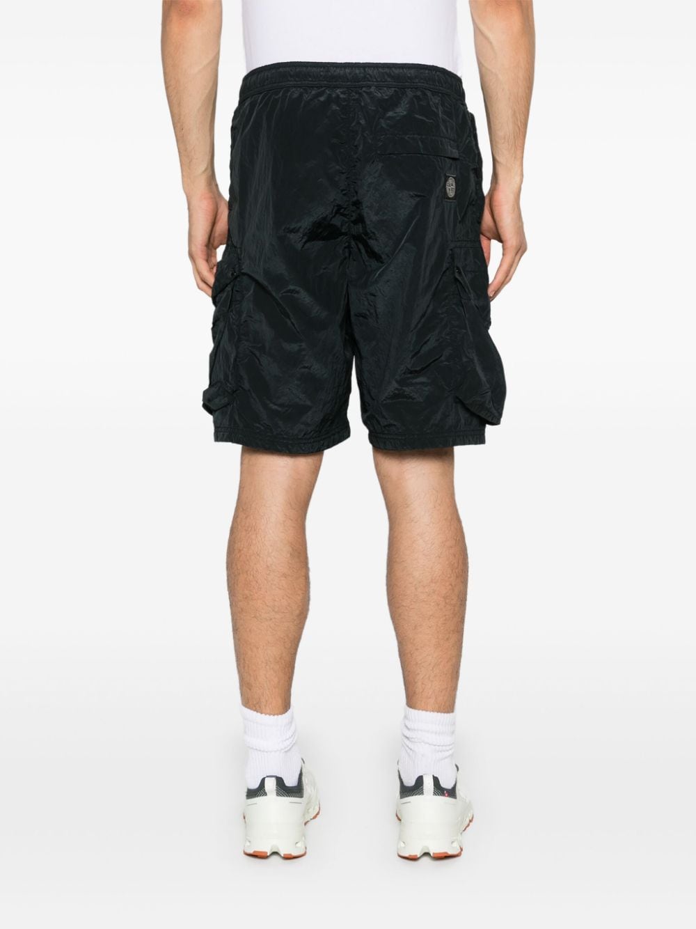 Shop Stone Island Compass-badge Shorts In Black