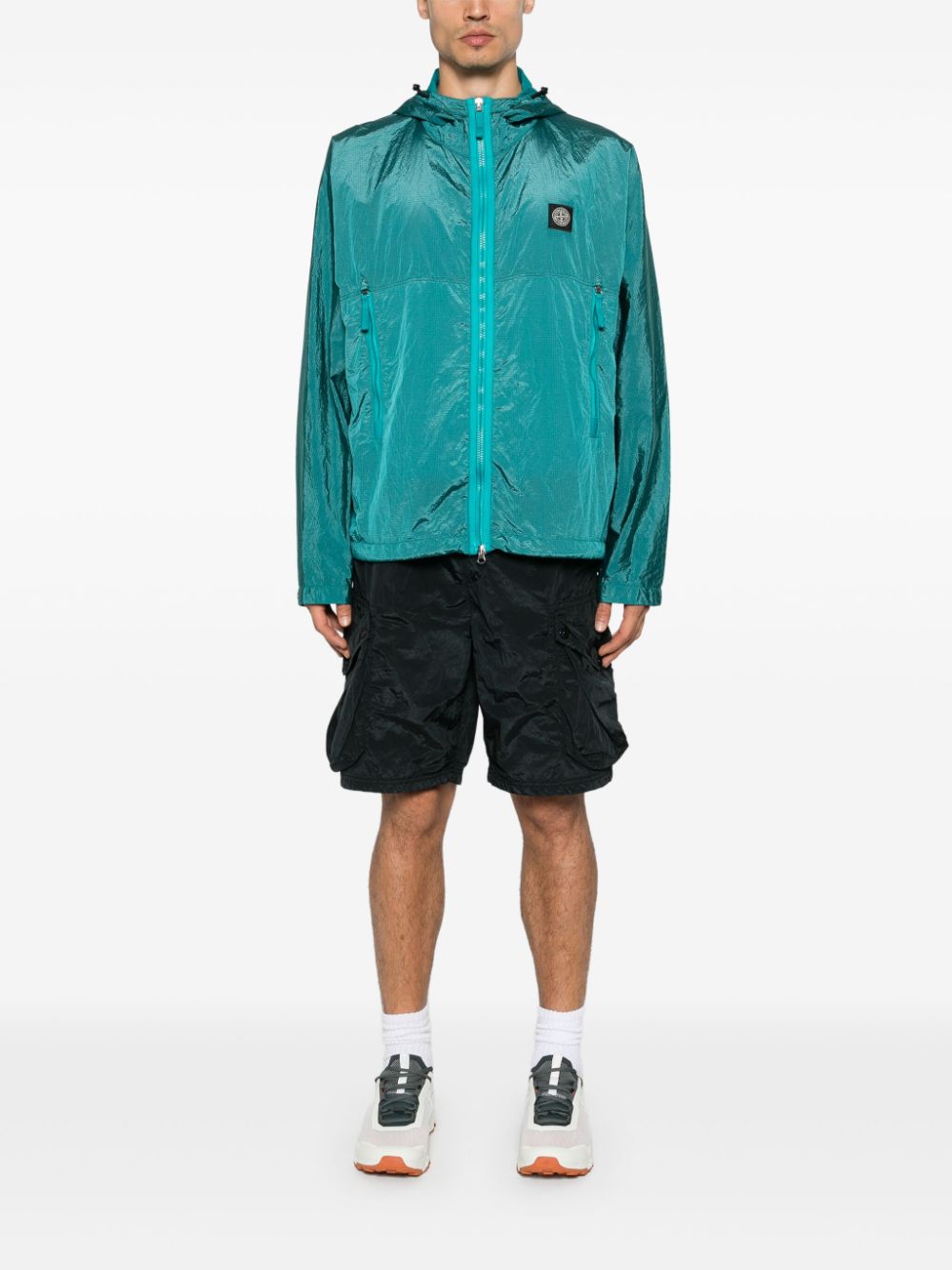 Shop Stone Island Compass-badge Shorts In Black