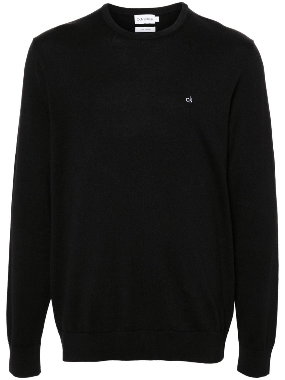 Shop Calvin Klein Logo-embroidered Jumper In Black