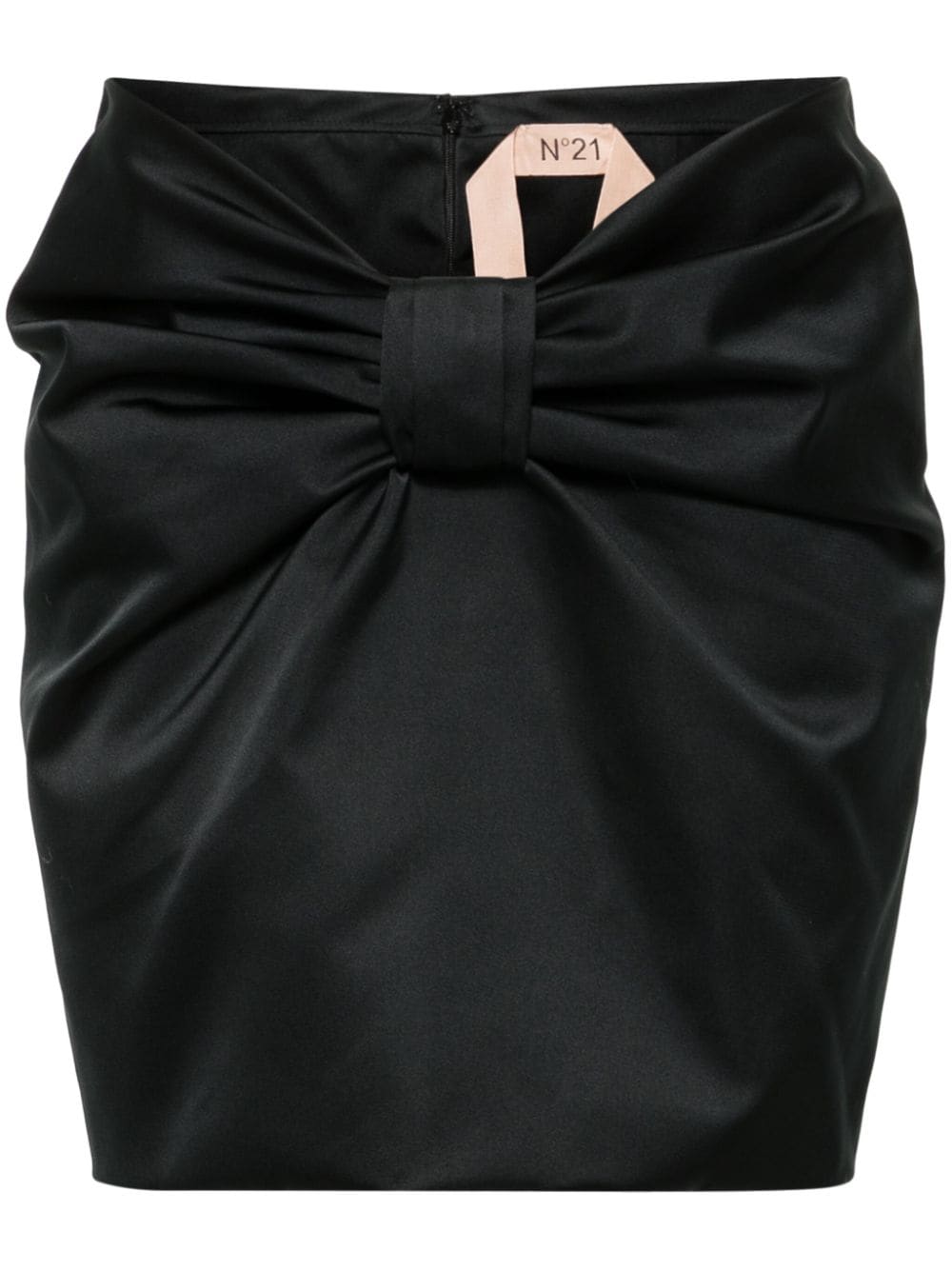 Shop N°21 Gathered Satin Mini Skirt In Black