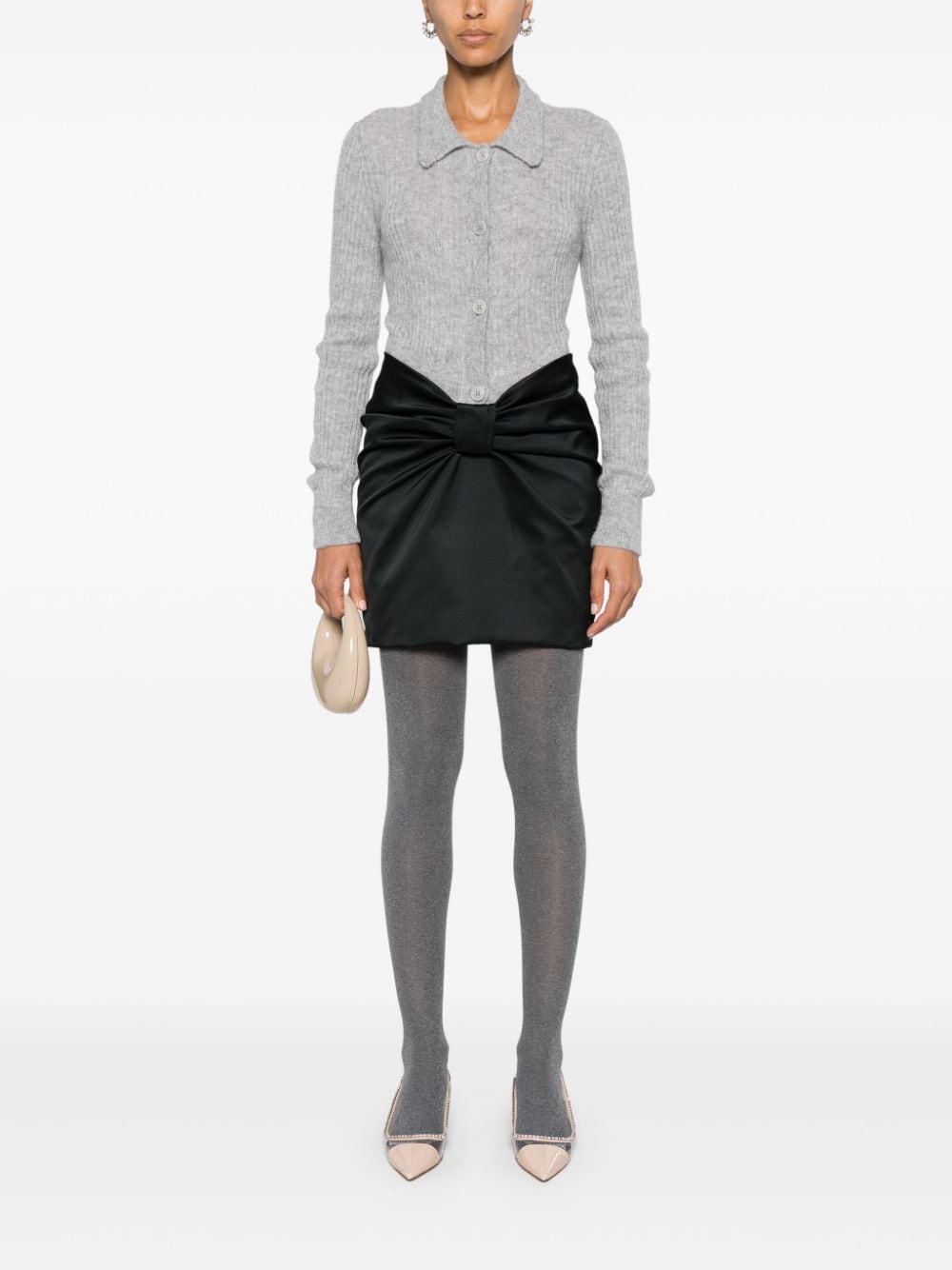 Shop N°21 Gathered Satin Mini Skirt In Black