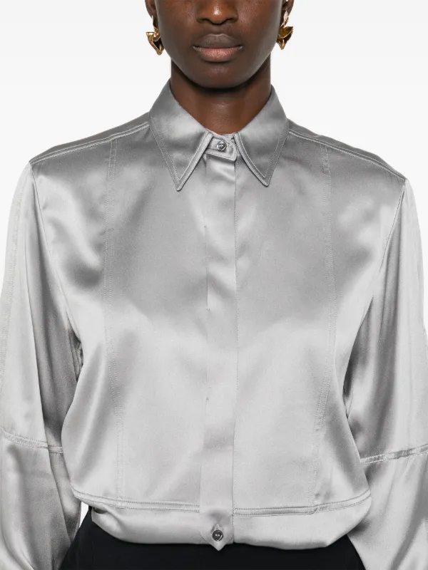 silver satin dress shirt Luxury Silver Satin Shirt & Pant Set for Men | Glossy Silklook Outfit | Party , Nightwear