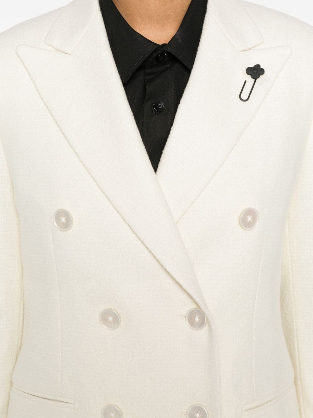 Shop Lardini Brooch-detail Blazer In Nude