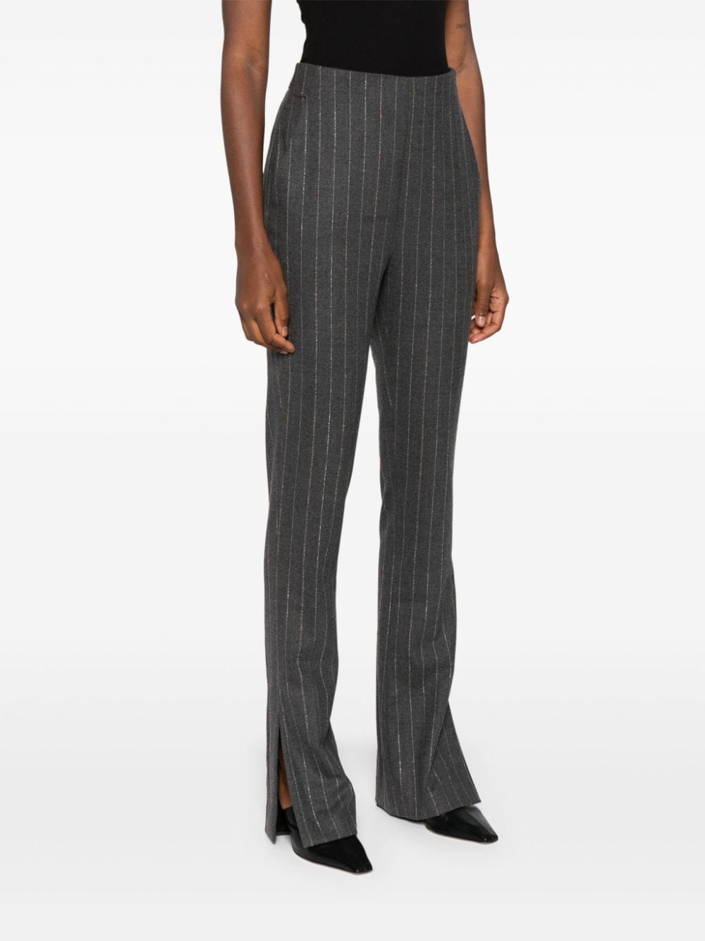 Shop Genny Pinstripe Wool Trousers In Grey