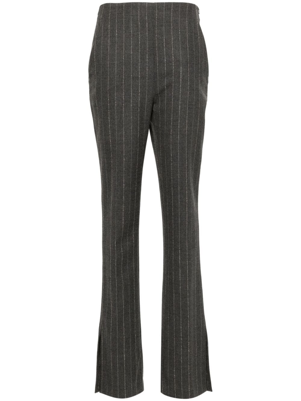 Shop Genny Pinstripe Wool Trousers In Grey