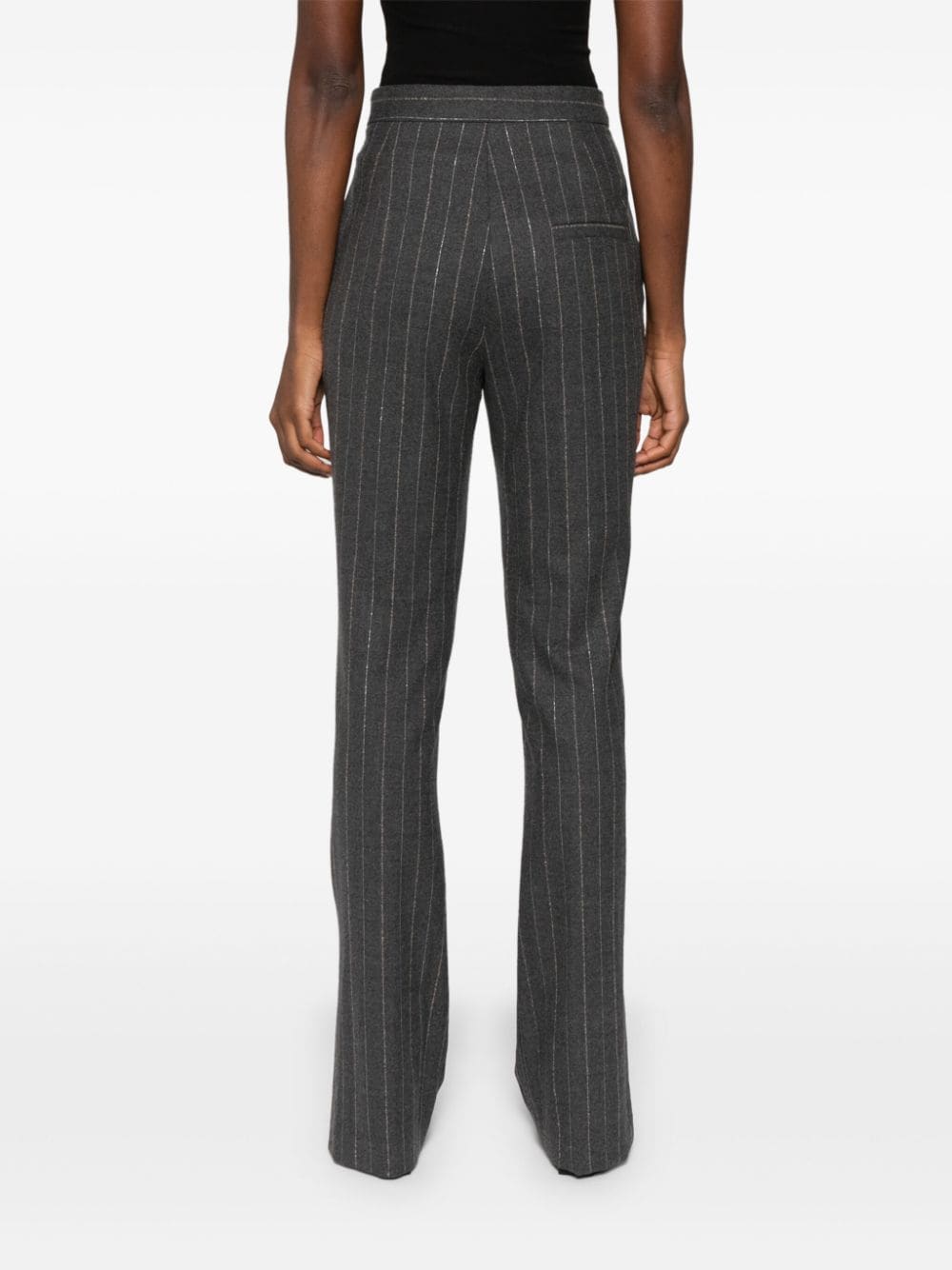 Shop Genny Pinstripe Wool Trousers In Grey