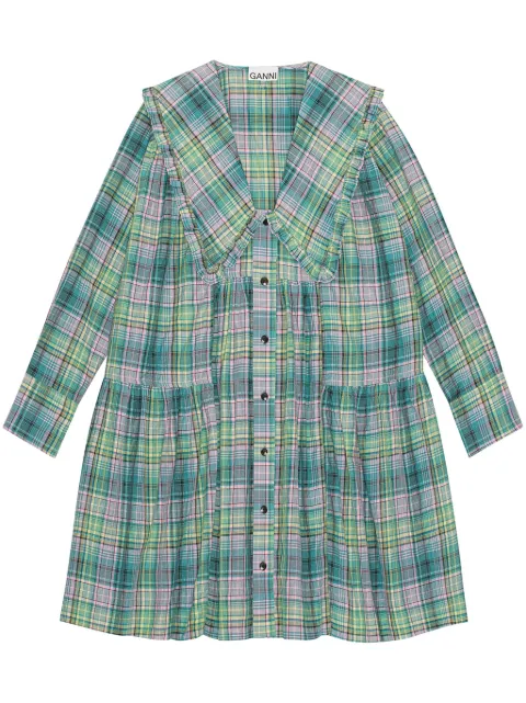 GANNI check-print wide shirt dress