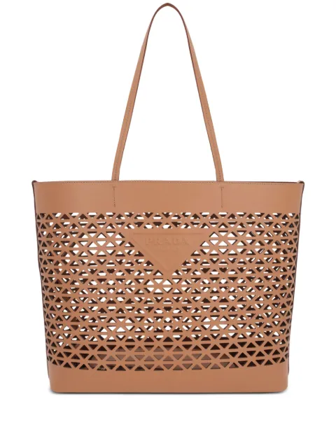Prada tote med perforeret logo