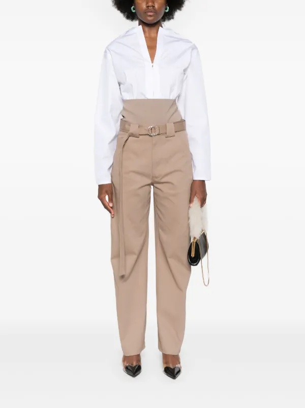 パンツ Alaia Cargo trousers with knit band Alaïa knit-band Cargo Trousers | Brown | FARFETCH CA
