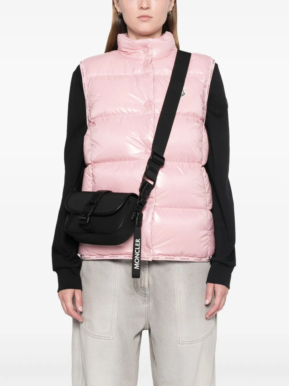 Moncler Logo-print Crossbody Bag In Black