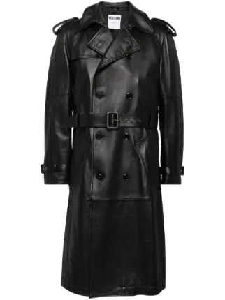 Moschino レザー トレンチコート | ブラック | FARFETCH JP