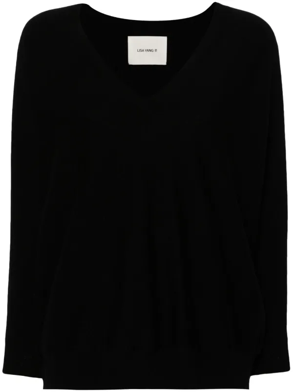 Lisa Yang V-neck Cashmere Sweater in Black