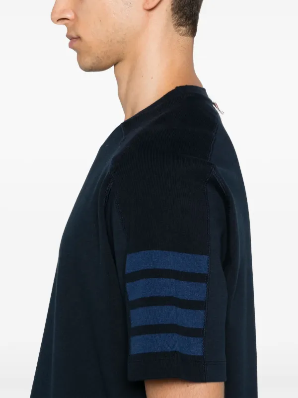 Thom Browne 4バー ストライプ クルーネック Tシャツ Thom Browne 4-Bar Stripe T-shirt | Blue | FARFETCH SG