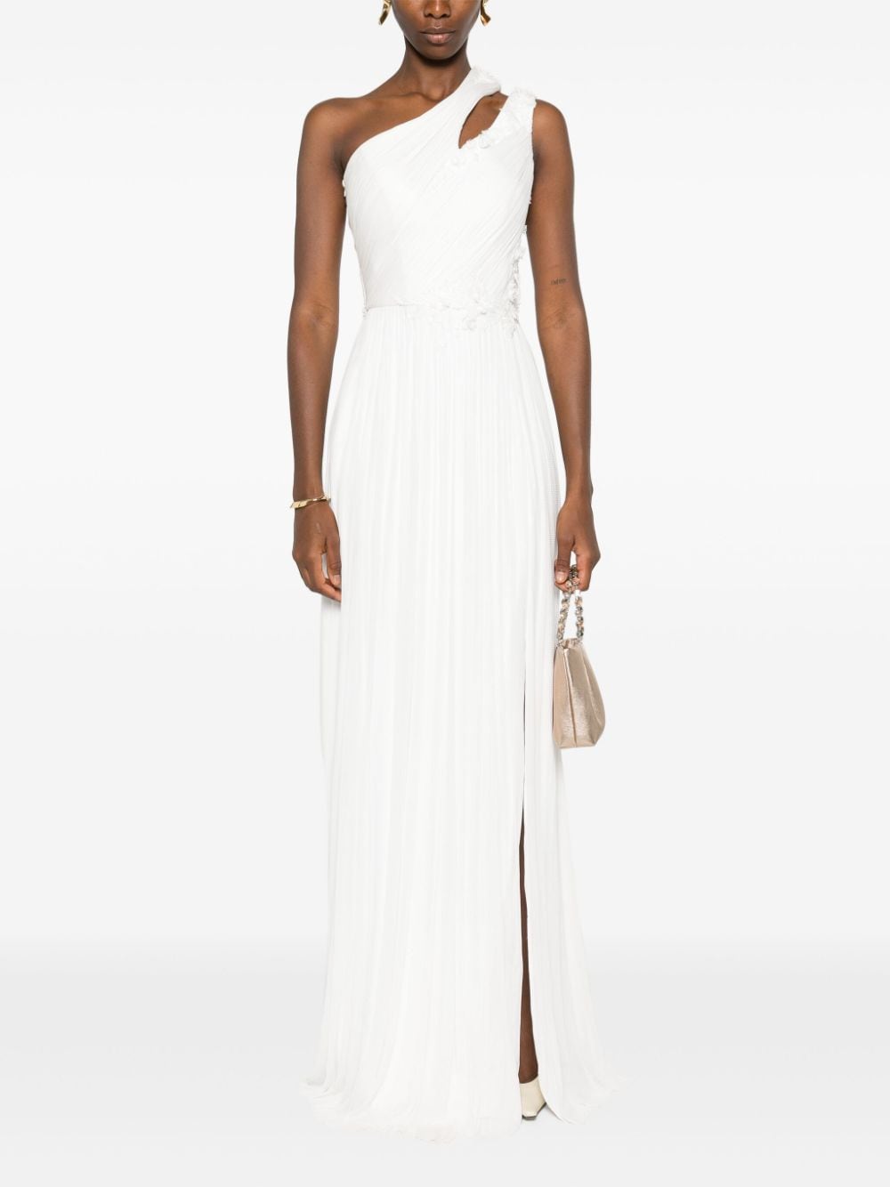 CRISTALLINI Rochie silk tulle gown - Wit