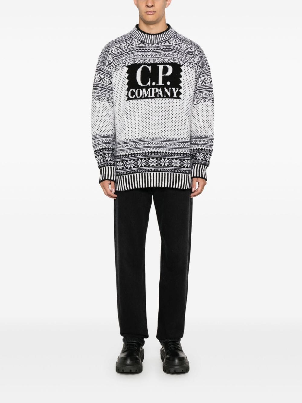 C.P. Company logo-intarsia sweater - Zwart