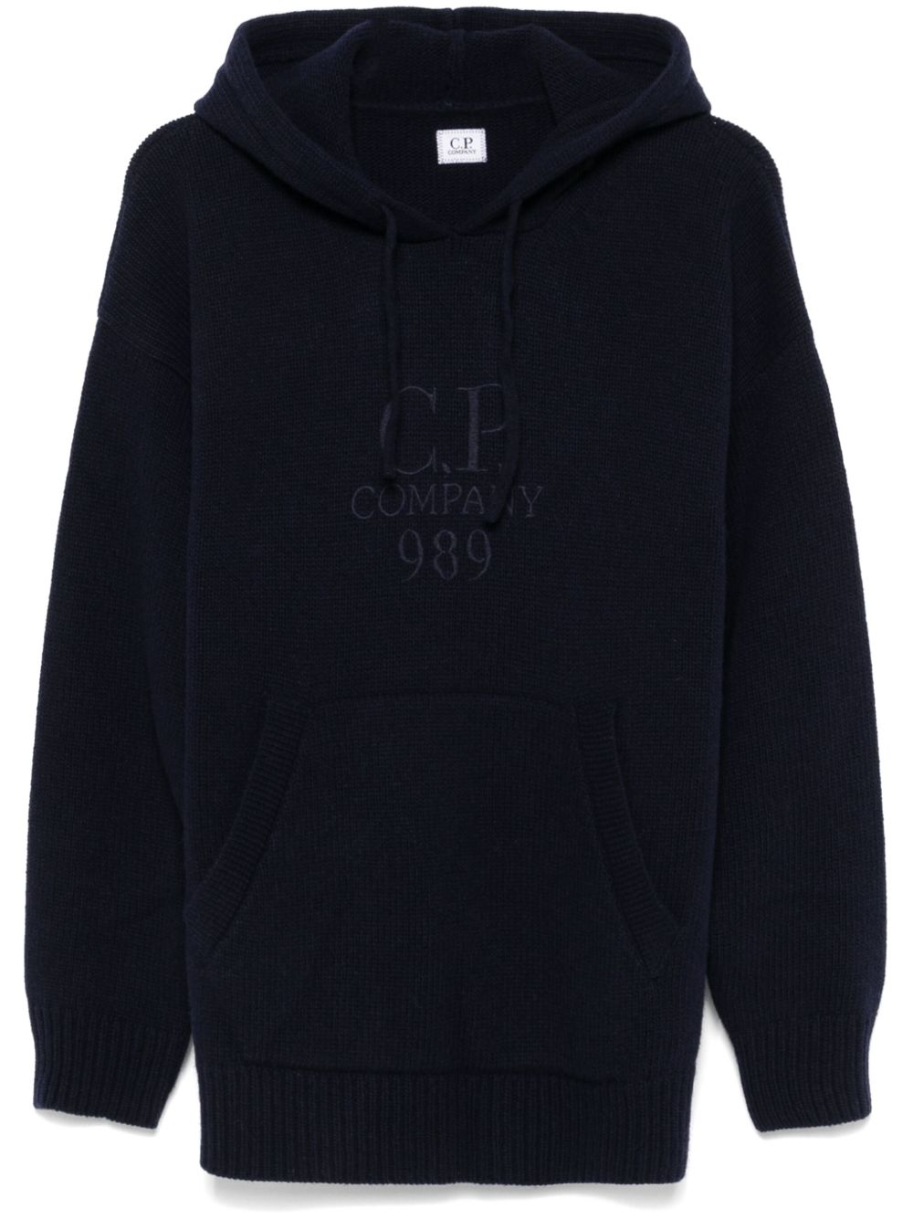 C.P. Company logo-embroidered knitted hoodie - Blue