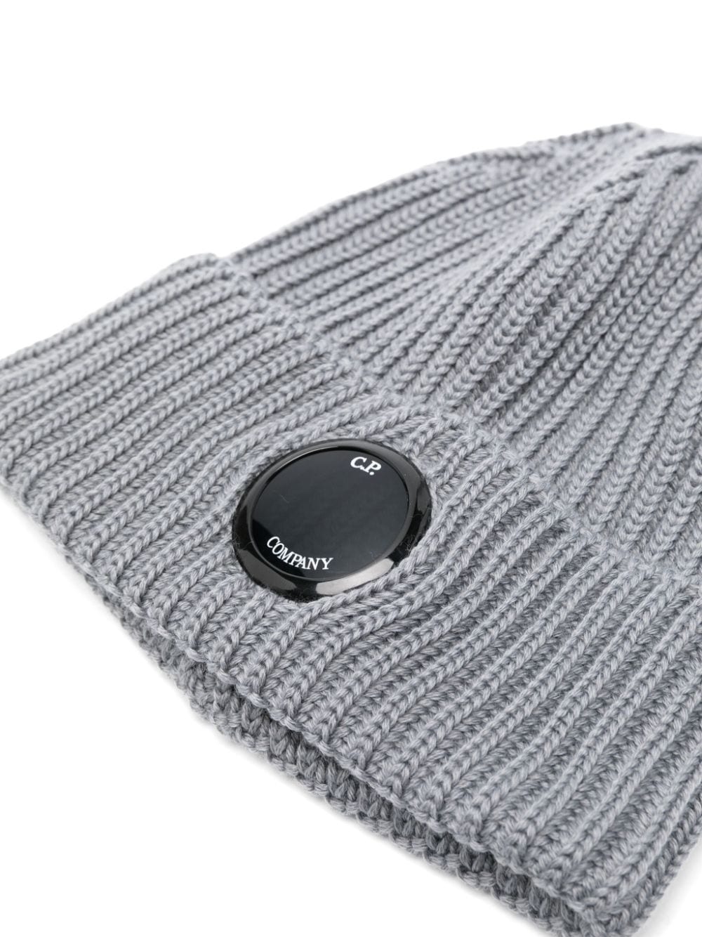 Shop C.p. Company Lens Detail Beanie Hat In Grey