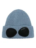 C.P. Company Goggles-detail ribbed beanie - Blue