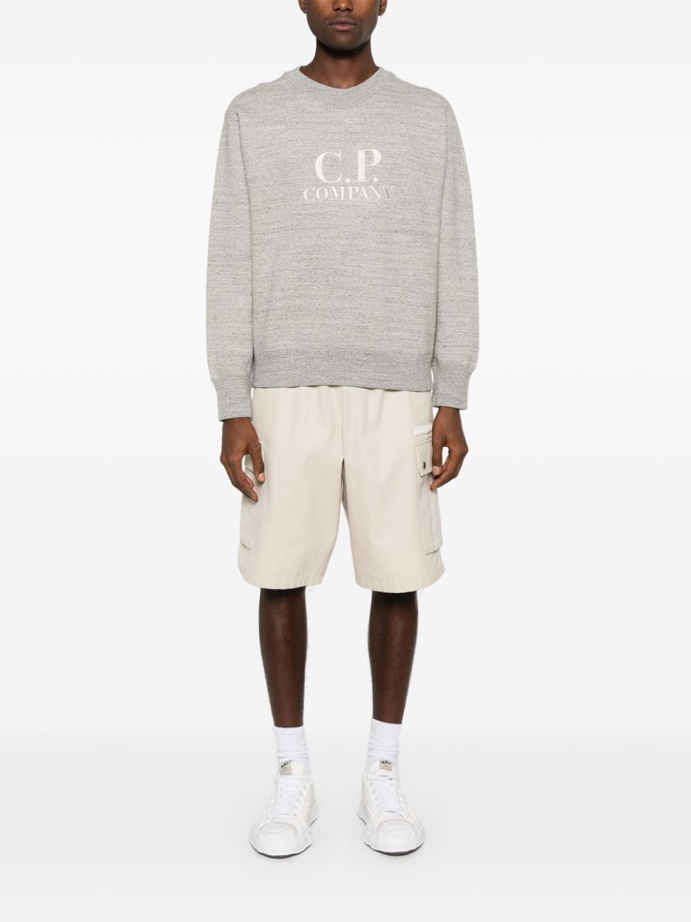 C.P. Company Sweater met geborduurd logo - Grijs